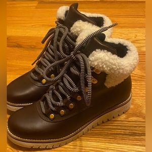 Cole Haan Zero Grand Explorer W6 Brown Leather Waterproof Boots -EUC